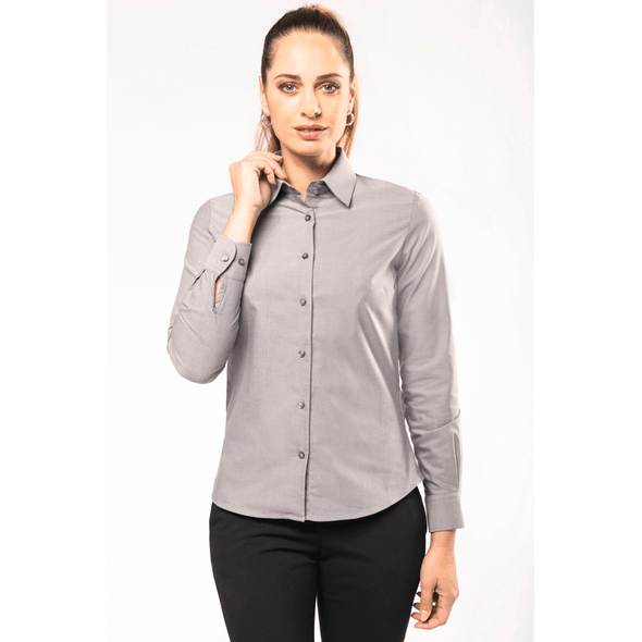 Camisa de senhora manga comprida em oxford Camisa de senhora manga comprida em oxford
